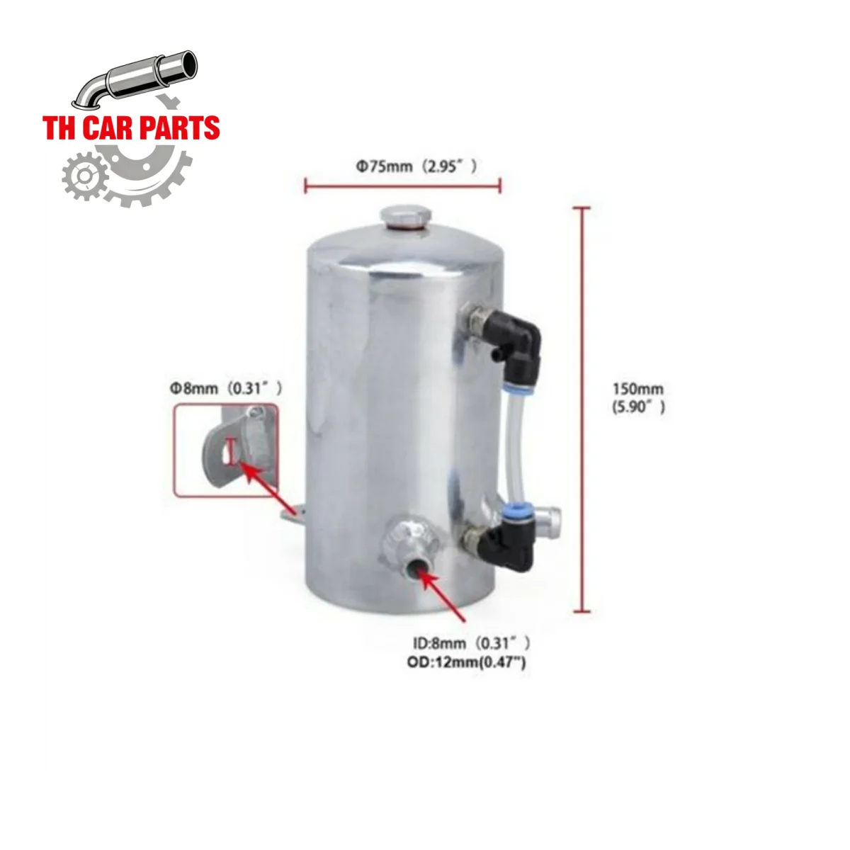 2 Port 500ml Oil Catch Can Kit Reservoir Tank with Drain Plug Polished Aluminum For LS1 LS2 LS3 LS4 LS6