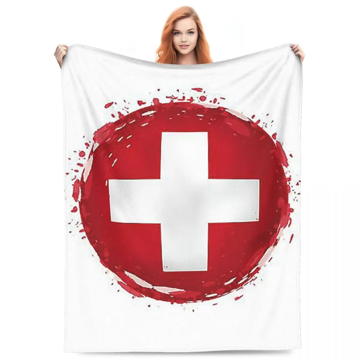 Swiss Switzerland Flag Blankets Fleece Sofa Throw Blanket Breathable for Couch Bedding Travel Throws Bedspread Quilt