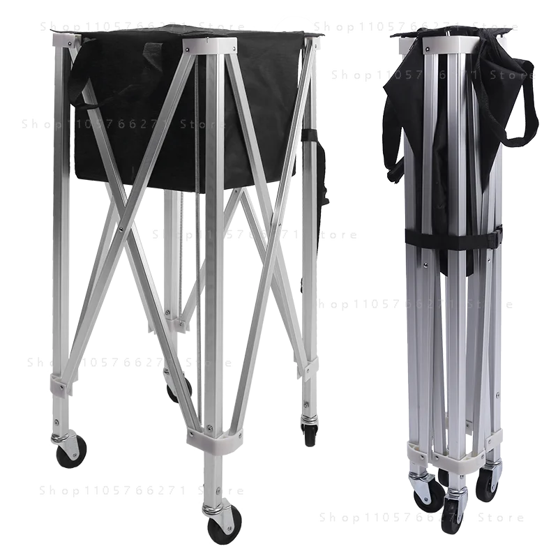 Portable Tennis Aluminum Alloy Storage Bag Cart Folding Ball Basket