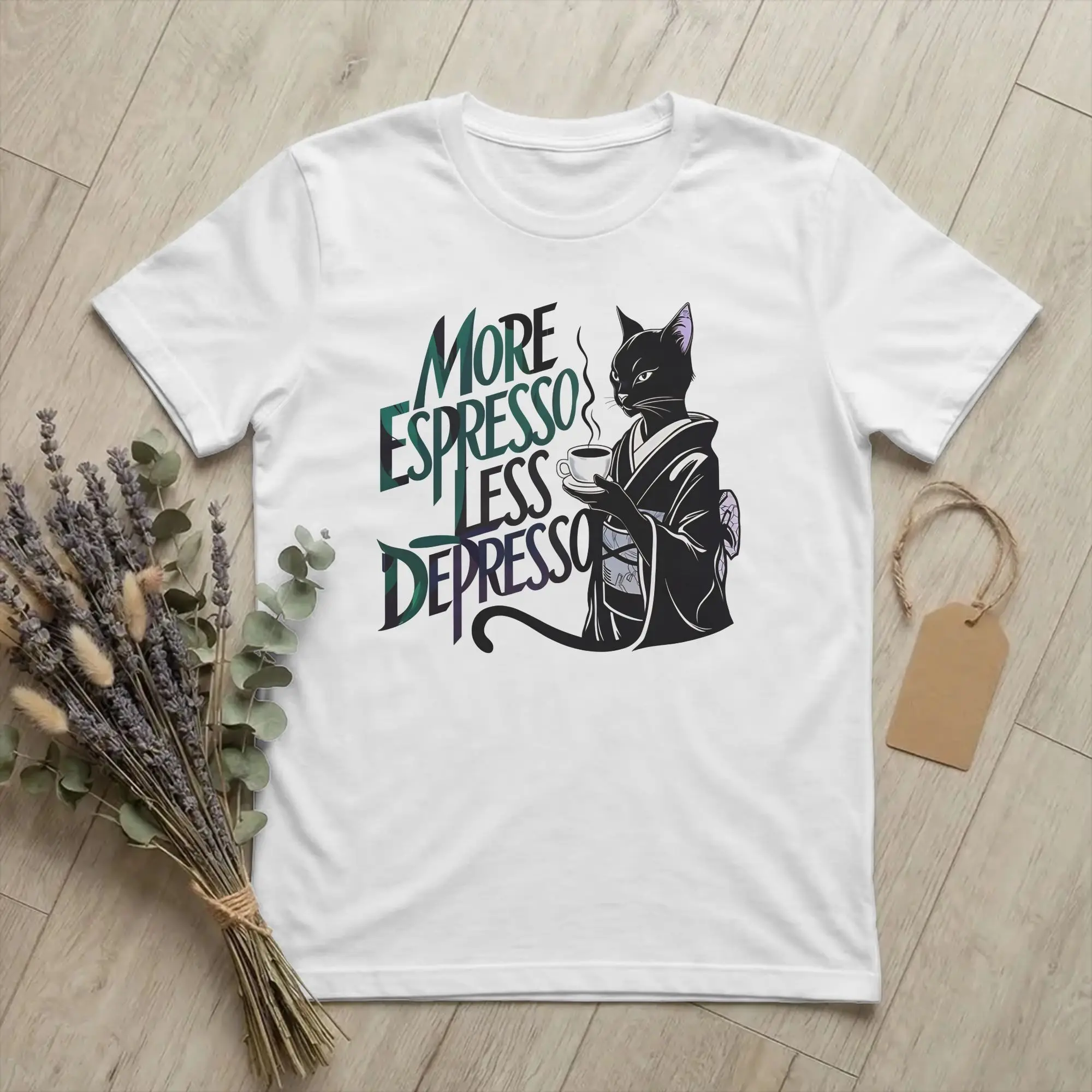 More Espresso Less Depresso   T-Shirts Men Women  Fashion Cotton Tee Shirt O Neck Short Sleeve T Shirts New Arrival Clothes
