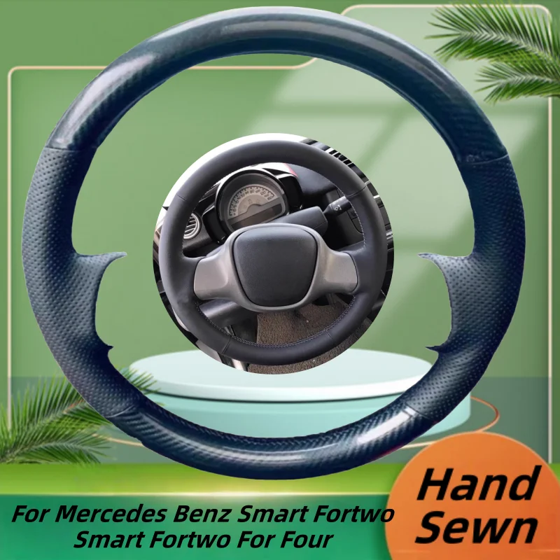

Car Steering Wheel Cover Hand-Sewn Genuine Leather For Mercedes Benz Smart Fortwo Smart Fortwo For Four Car Accessories