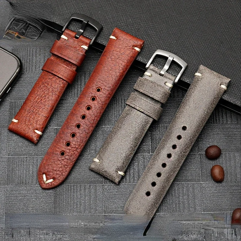 Vintage Genuine Leather Watch Strap for Montblanc Star 36969 4810 Time Walker 1858 Men\'s Watch Band 22mm