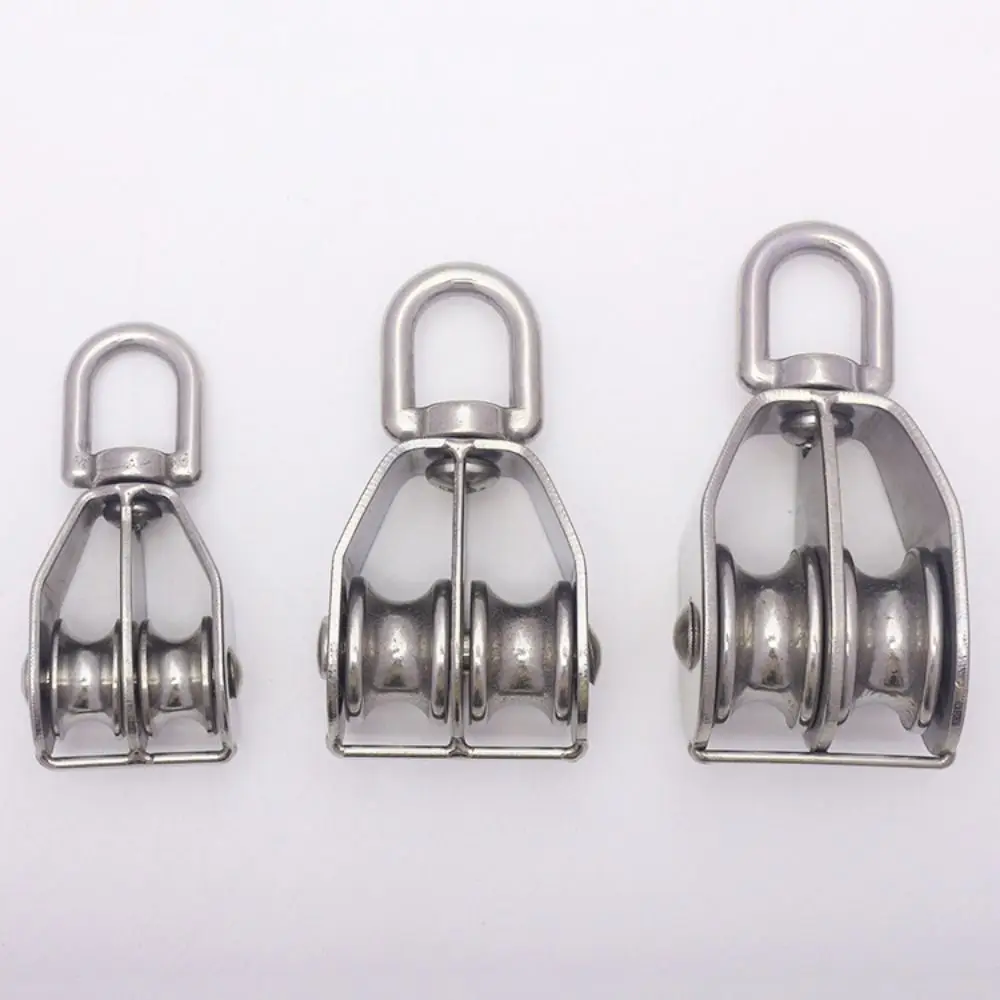 Load-Bearing M15/20/25 Fixed Pulley Swivel Single Groove Pulley 304 Stainless Steel Double Traction Wheel Crane
