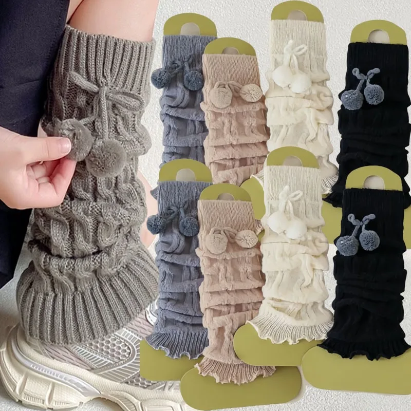 

Lolita Leg Warmers Knitted Wool Boot Cuffs Japanese Style Crochet Socks Women Autumn Winter Warm Foot Covers Fashion Accessories