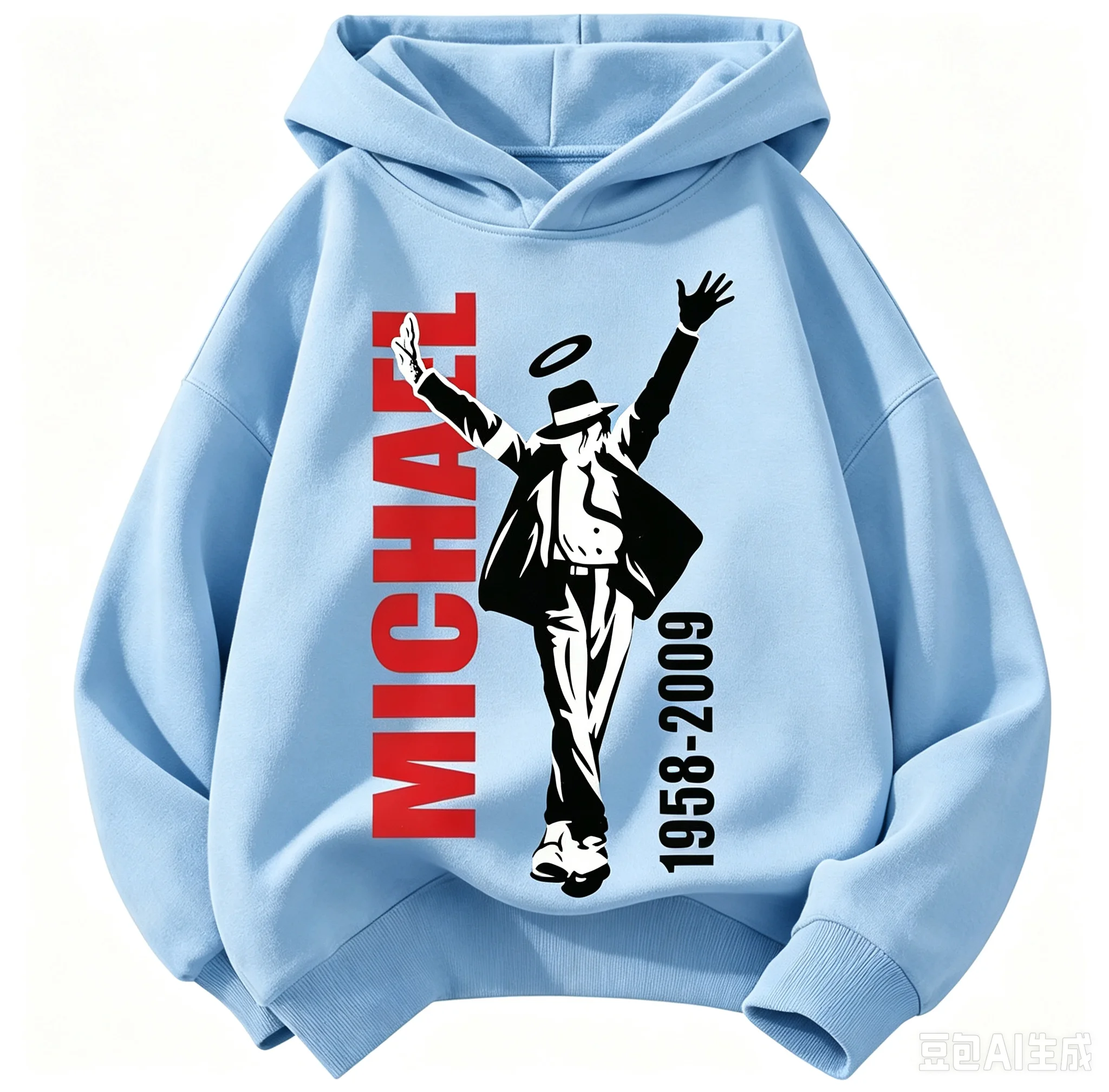 2026 Kinder-Hoodie mit Michael Jackson-Print – Warmer Herbst-/Winter-Sweatshirt im Retro-Stil mit Pop-Ikon-Grafik für Jungen und Mädchen – Detail 1