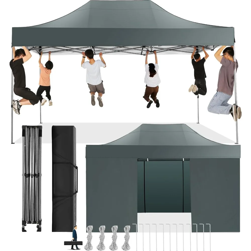 10x15 Pop Up Canopy 4 Sidewall,heavy Duty Canopy UPF 50 + All Seasonลมกันน้ําCommercialกลางแจ้งงานแต่งงานเต็นท์