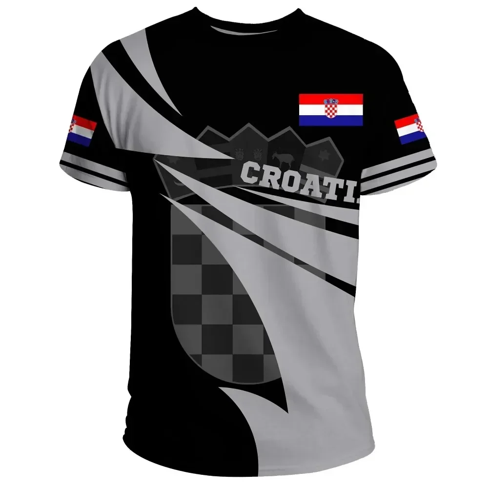 

Croatian flag 3D printed T-shirt Men's crewneck Breathable and comfortable summer Harajuku oversized clothing