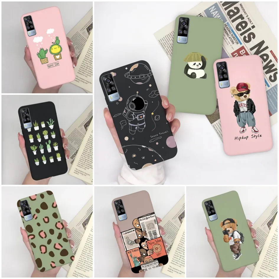 Phone Case For vivo Y31 2021 Cute Cartoon Astronaut Soft silicone Back Cover For Vivo Y51a Y51 2020 December Y51 A VivoY31 Funda