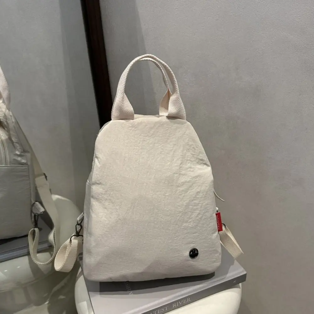 حقيبة ظهر رياضية لطيفة من النايلون بلون سادة، حقيبة كتف بلون سادة، حقيبة ظهر كلاسيكية على الطراز الكوري للفتيات