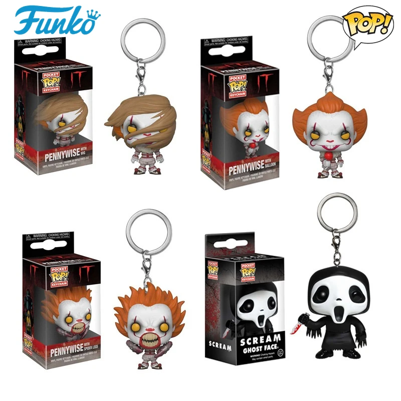 FUNKO POP Películas Pennywise Scream GhostFace TIFFANY CHILD'S PLAY Chucky V for Vendetta Llavero de Bolsillo Juguetes Modelo Regalo para Niños