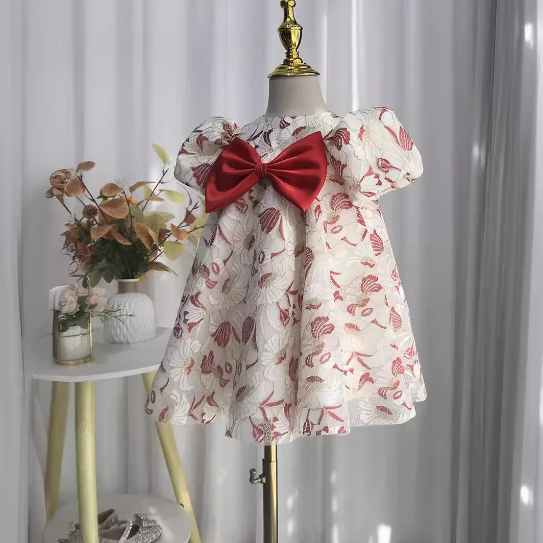 One-year-old Dress for Girls Korean Lace Princess Dress for Girls, Birthday Fluffy Yarn Evening Dress for Spring