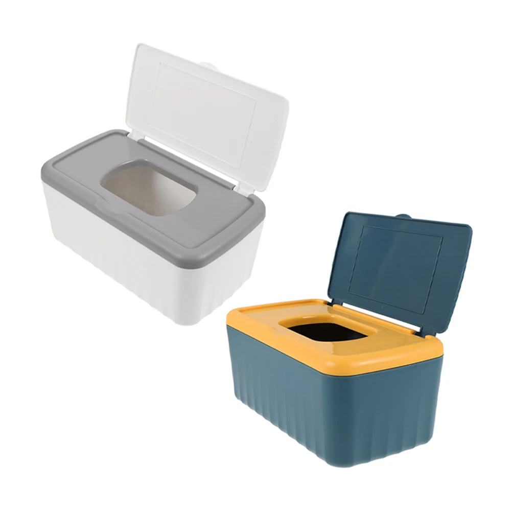 

2Pcs Tissue Box Holder Dustproof Lid Large Opening Nonslip Base PP Modern Dispenser Bathroom Kitchen Office Use