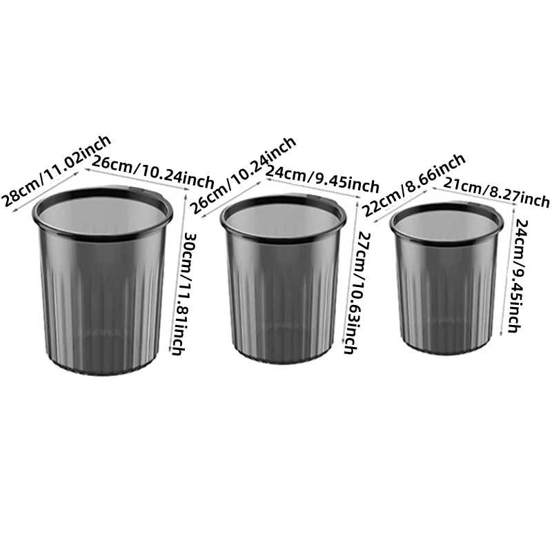 Thickened Transparent Plastic Garbage Bin Large Capacity Pressure Ring High Aesthetic Kitchen Bathroom Living Room Storage