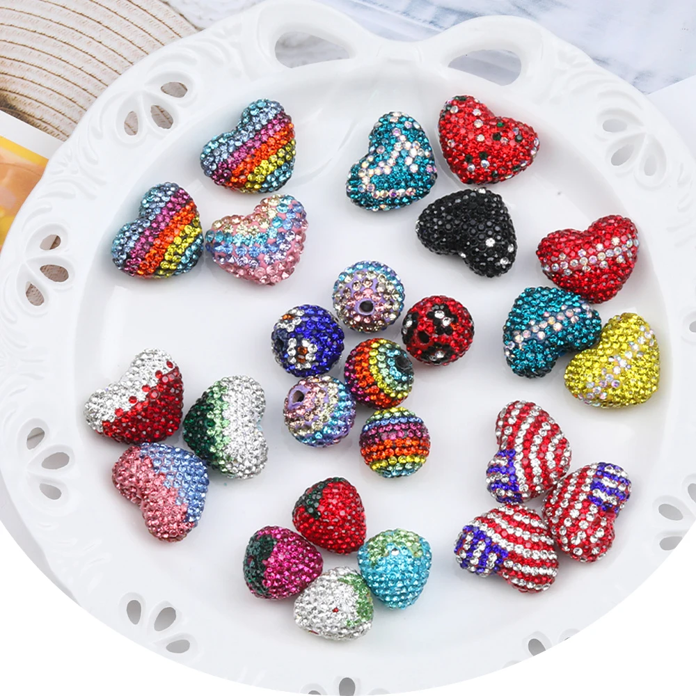 

Сердечный дизайн 50 шт. Изготовление бусин своими руками/Форма сердца/Эффект горного хрусталя/Бусины из полимерной глины/Ручная работа/Фурнитура и компоненты для ювелирных изделий