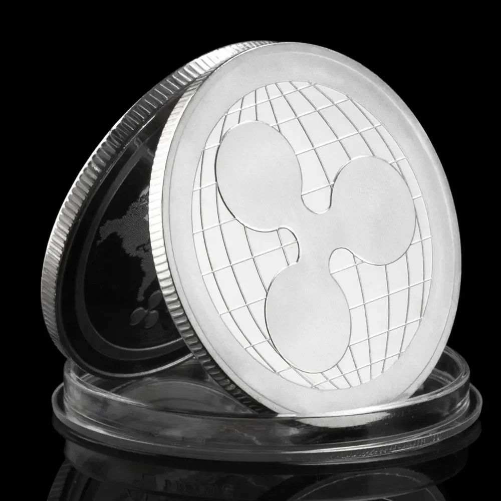 Ripple Coin Physical Crypto Collectible Silver Plated Souvenir Coin Cryptocurrency Creative Gift Commemorative Coin