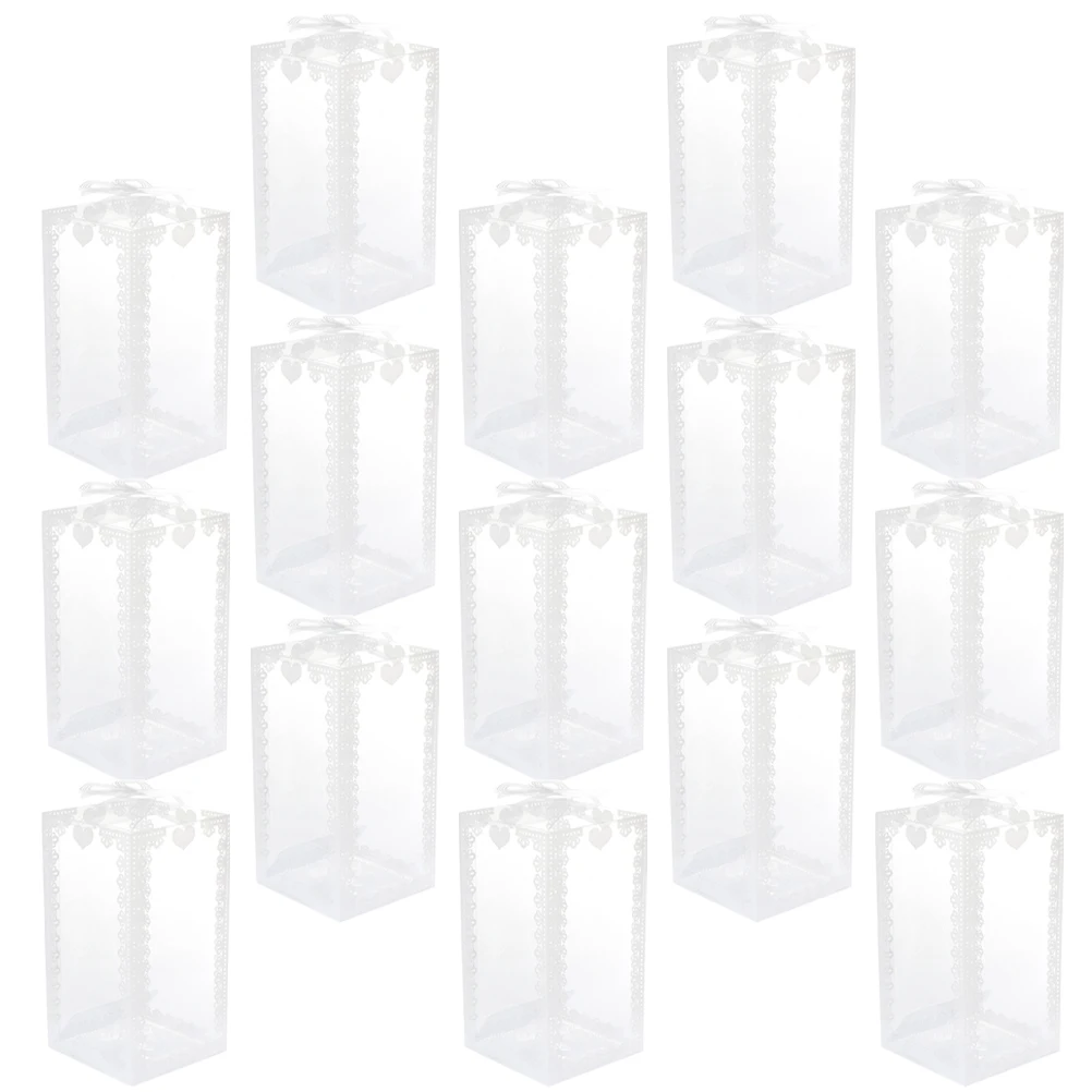 

25pcs Clear Food Wedding Candy Boxes 9x9x14cm Sweets Party Favor Small Packing Containers Transparent Storage Gifts