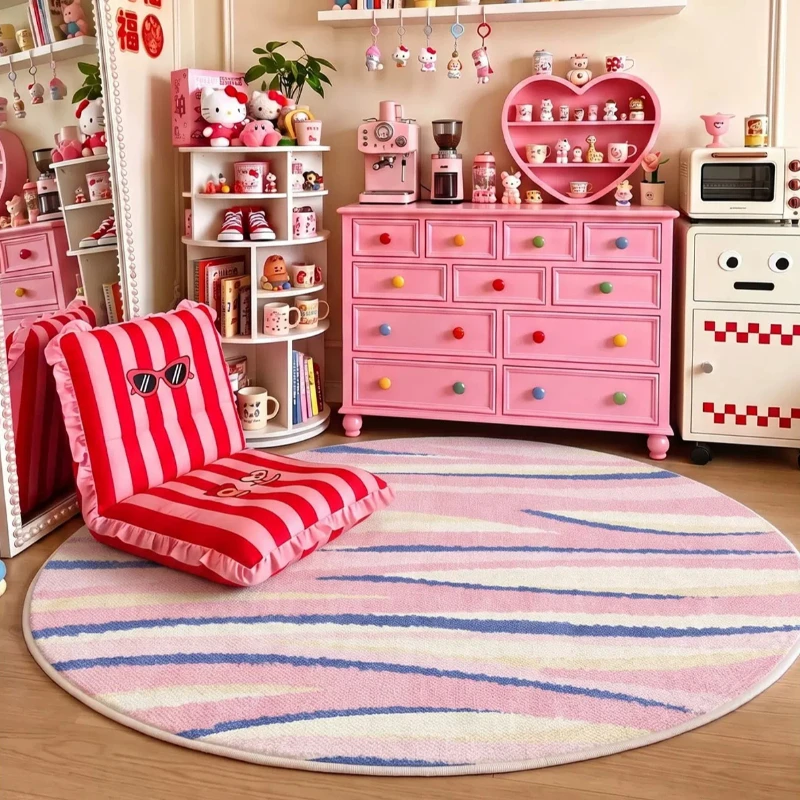 Dopamine Color Living Room Decoration Plush Carpet Round Rugs for Bedroom Fluffy Soft Lounge Floor Mat Thick Plush Cloakroom Rug