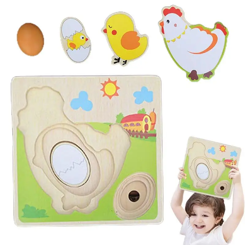 

Animal Puzzle Toddler Wooden Colorful Toddlers 3D Chicken Puzzles Baby Montessori Learning Puzzles Educational Developmental