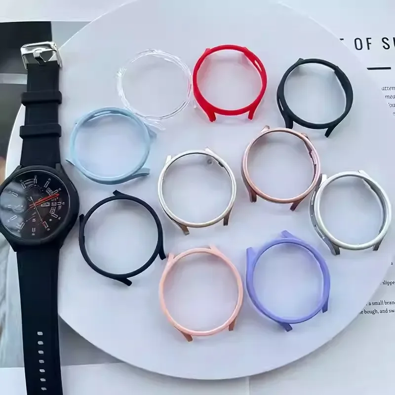 

Закаленное стекло + чехол для Samsung Galaxy Watch 6/5/4, 44 мм, 40 мм, чехол, полный ПК, бампер, защитная пленка для экрана Galaxy watch 7/FE, аксессуары