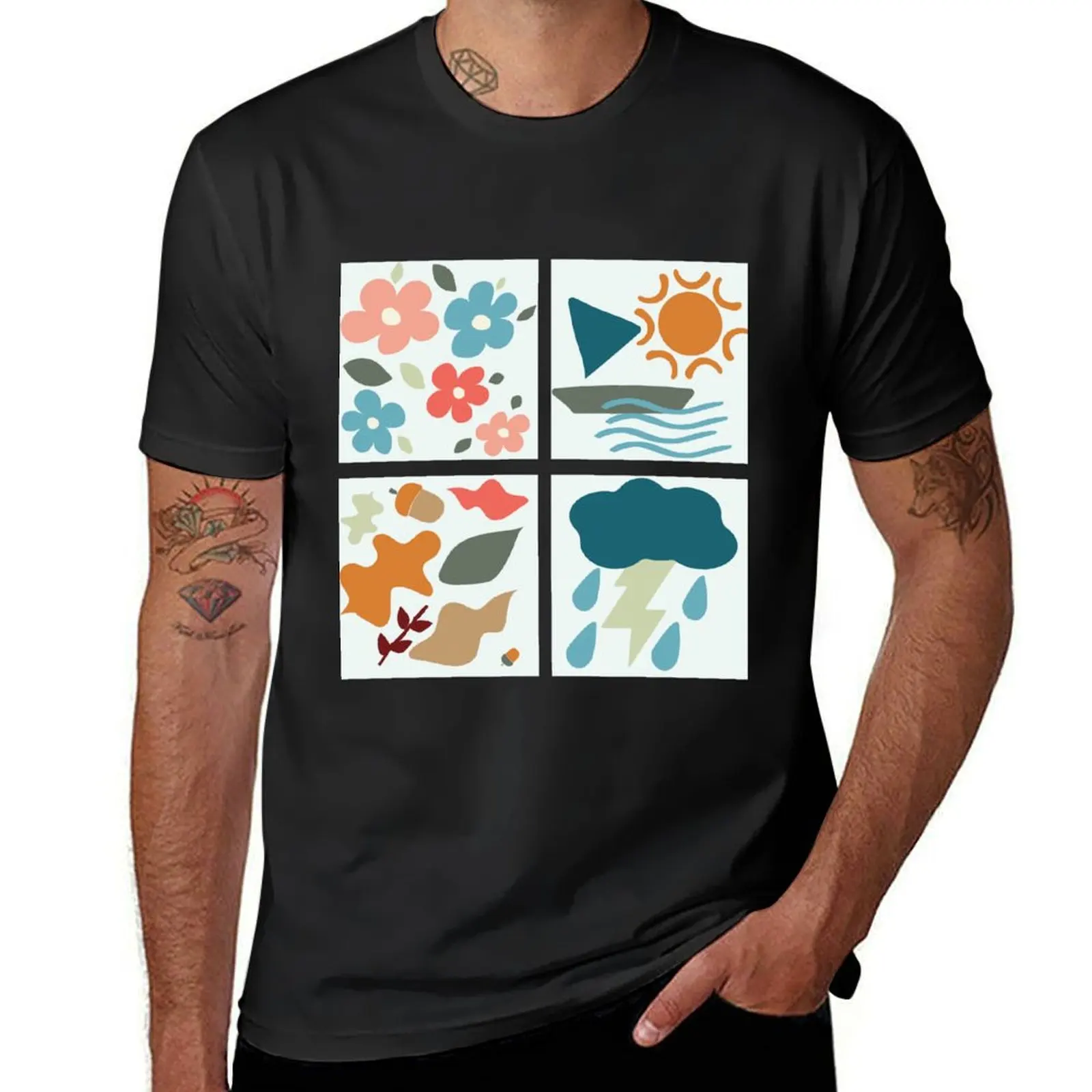 

Four seasons T-Shirt summer top cute clothes blacks boys animal print mens big and tall t shirts