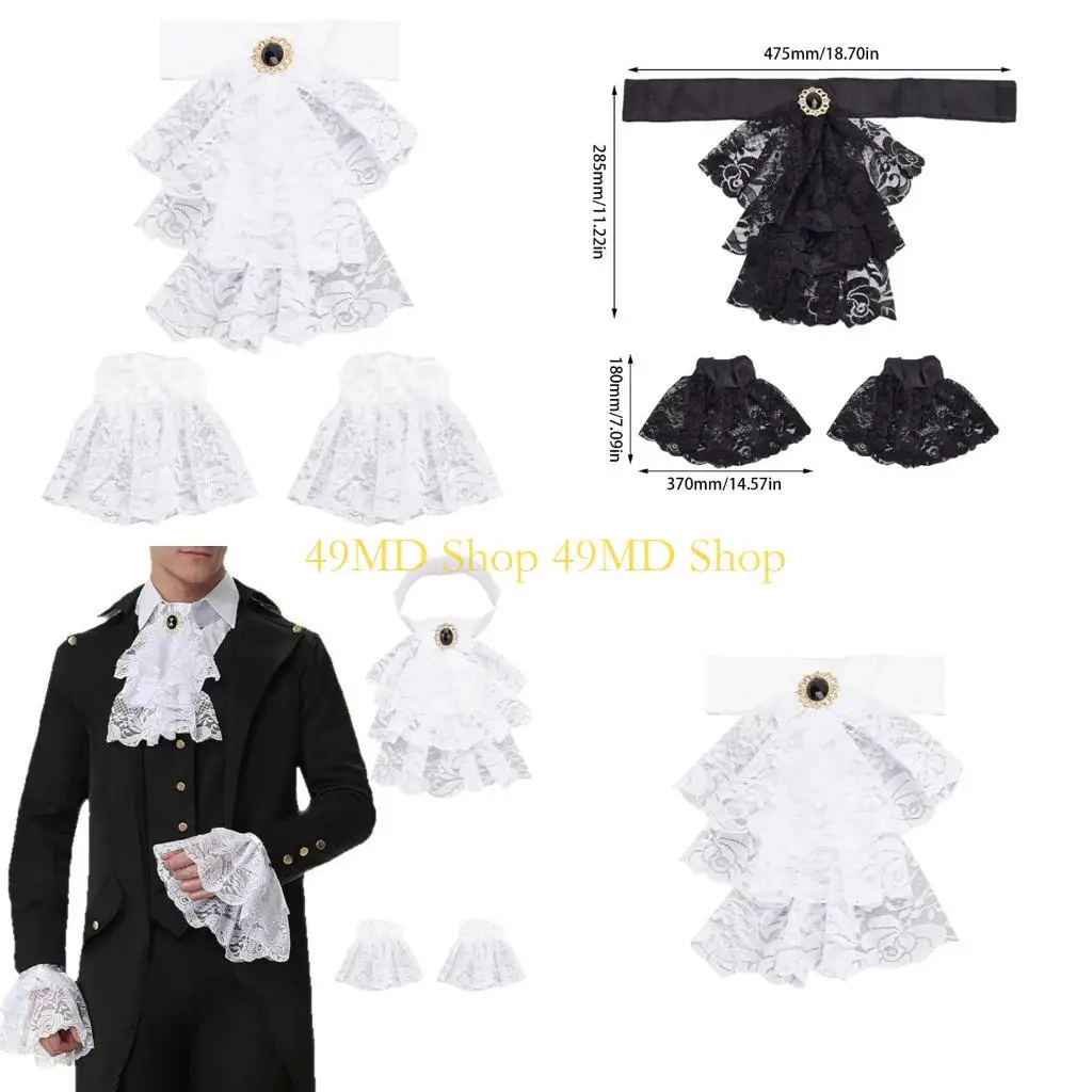 49MD Wrist Cuffs Choker Cosplay Ruffled Shawl Elizabethan Collar Medieval Cosplay