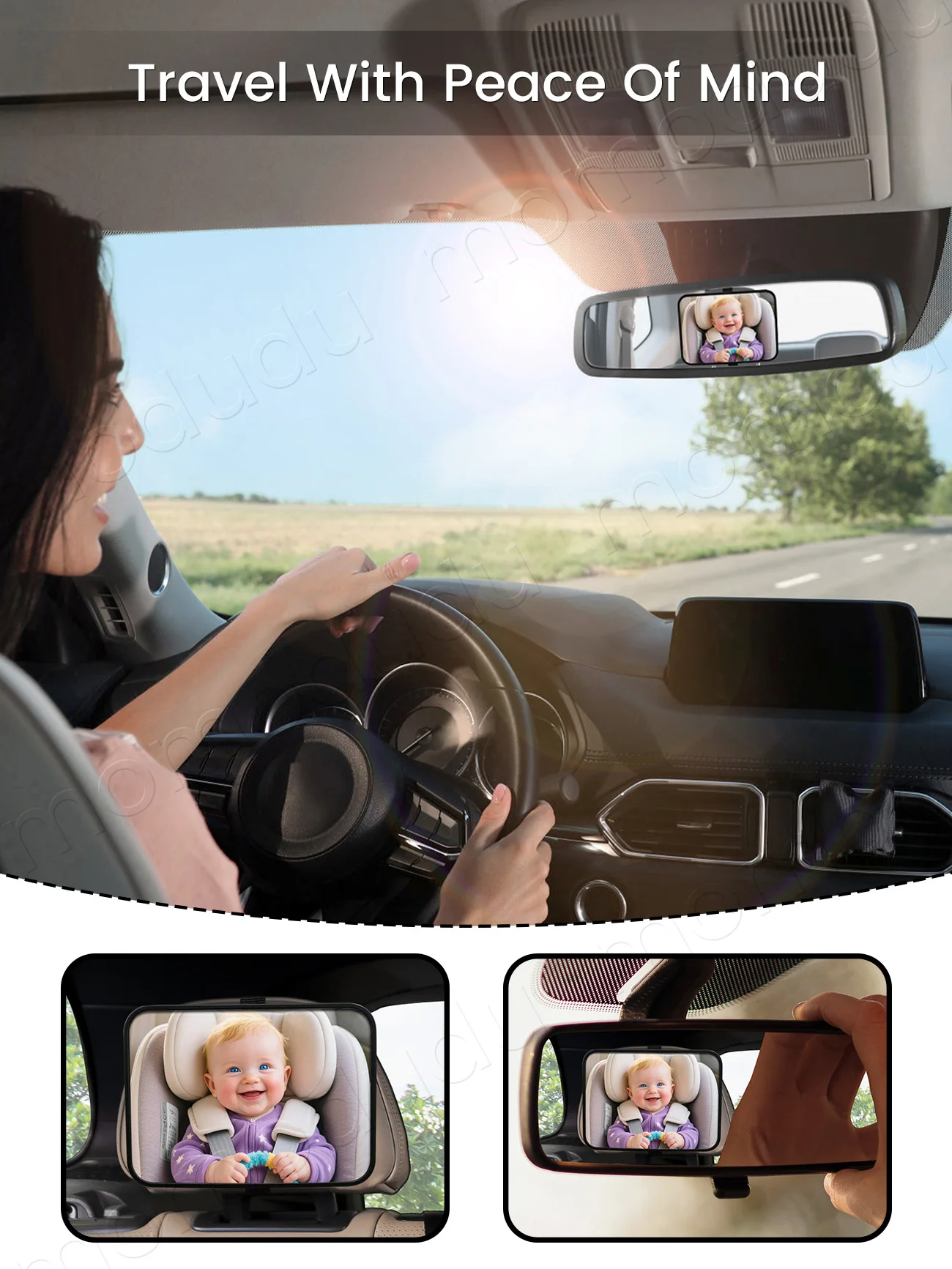 Babyautospiegel Achteruitkijkspiegel Baby-kinderbewakingsspiegel voor achterbank van voertuigen Universele pasvorm Babyautospiegel