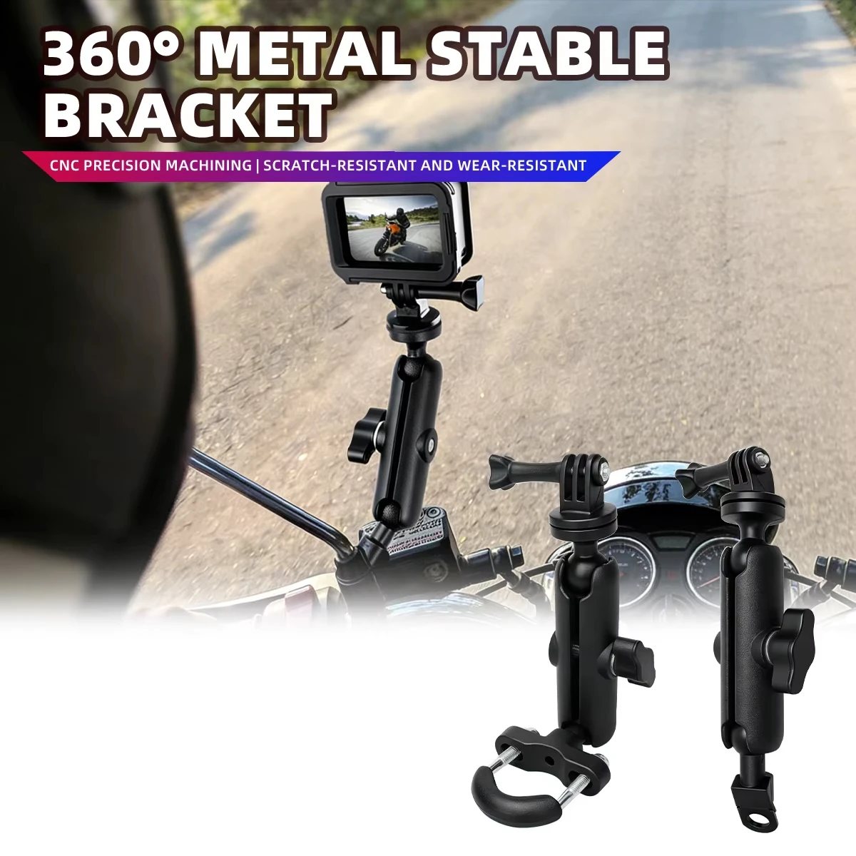 Motorrad-Fahrrad-Kamerahalterung aus Aluminiumlegierung, Lenker-Spiegelhalterung, Fahrradhalterung für GoPro Hero, Insta360, DJI Osmo Action Kamera