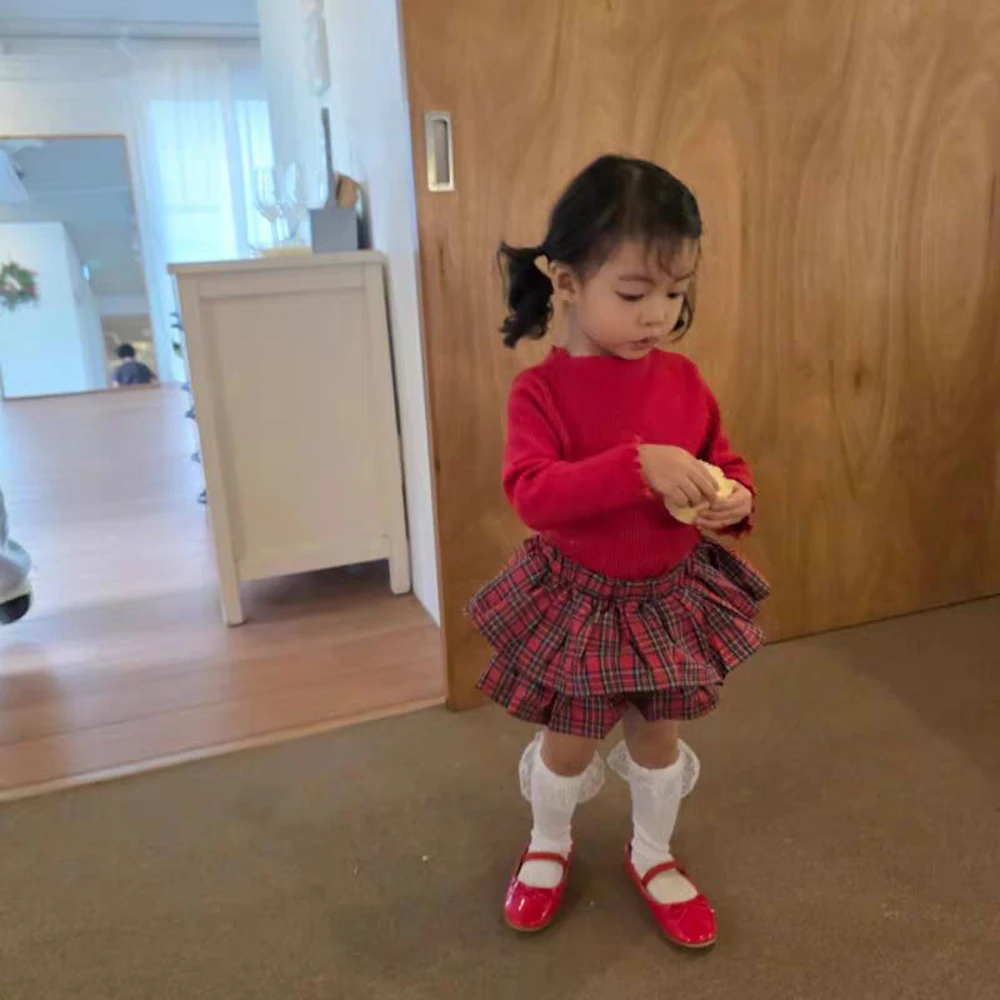 Baby Mädchen Karierte Rüschenrock-Shorts Kinder Frühling Herbst Petticoat Kleinkind Tüllrock Säugling Bloomers Mehrlagige PP-Shorts 0-4 Jahre – Detail 5