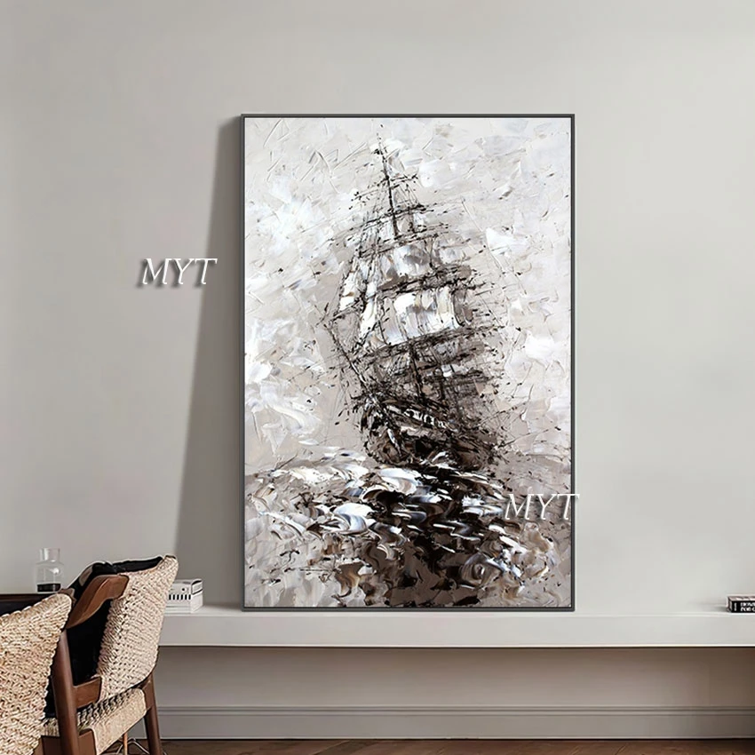 

Large Living Room Wall Pictures Abstract Acrylic Oil Paintings Of Sailboats Frameless Gallery Canvas Art For Hotel Painting