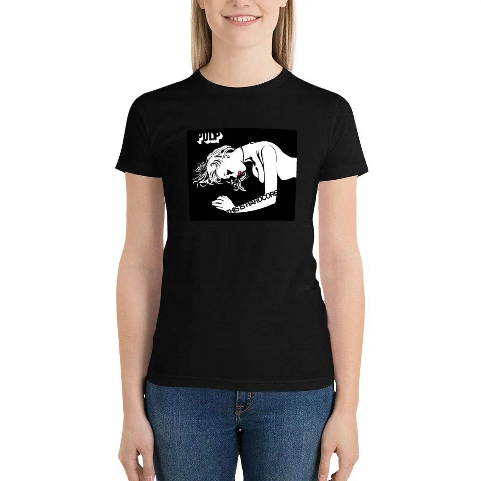 

Pulp This Is Hardcore black T-Shirt kawaii clothes tops summer tops Female clothing new edition t shirts for Women