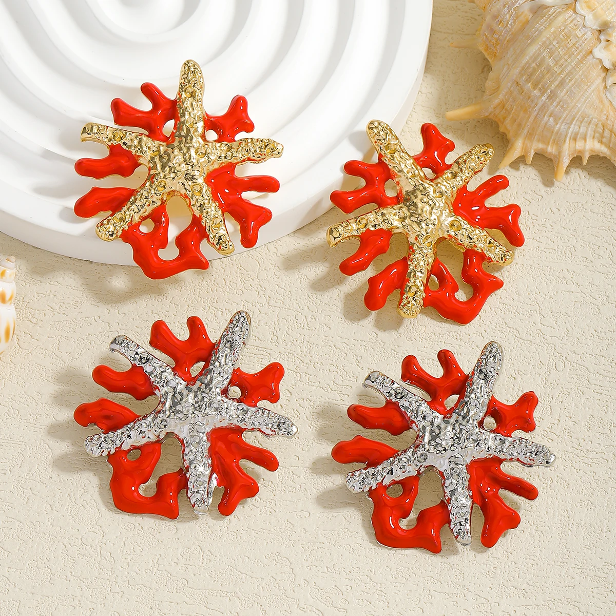 

Vintage Metal Embossed Coral Earrings Irregular Dangle Jewelry 2025 New Trend Women Holiday Party Accessories Personalized Gifts
