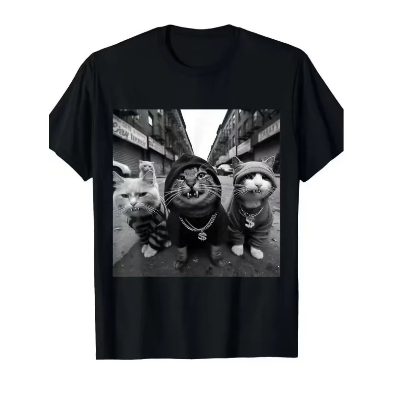 Funny Mona Lisa with Orange Cat Funny Art Painting Meme Men T Shirt Tee Women Cotton Summer Oversized Novelty Ironic Humor Tops
