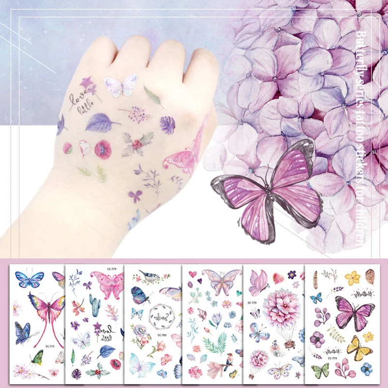 1Sheet Butterfly Temporary Tatoos Waterproof Birthday Party Favor ?Fake Tattoo For Boys Girls Body Arm Art Tattoo Stickers