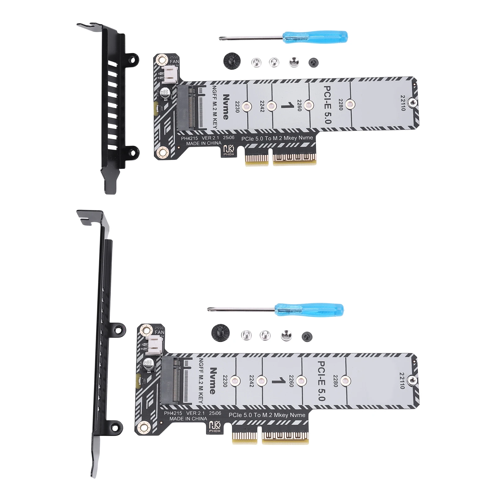 M.2 PCIe Adapter Full Height/Low Profile Bracket Support M.2 SSD 2230/42/60/80/110 NVMe PCIe Adapter (Not for SATA NGFF)