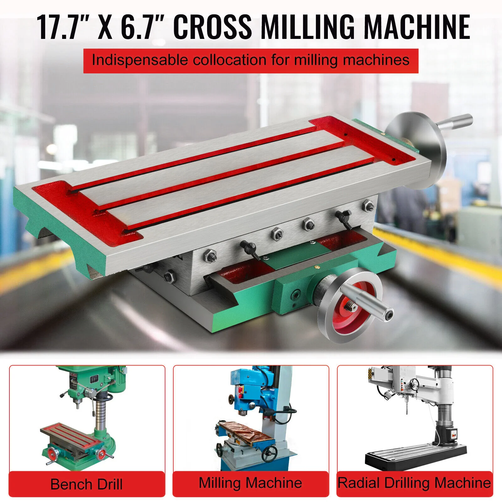 X/Y Axis Cross Table Milling Machine Compound 2 Axis 4 Ways Working Table Adjustable Coordinate Table for Bench Drill NEW