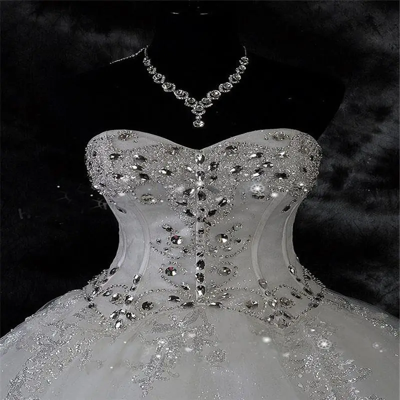 2021 New Ball Gown Lace Wedding Dresses Shiny Beading Wedding Gowns Bride Dress