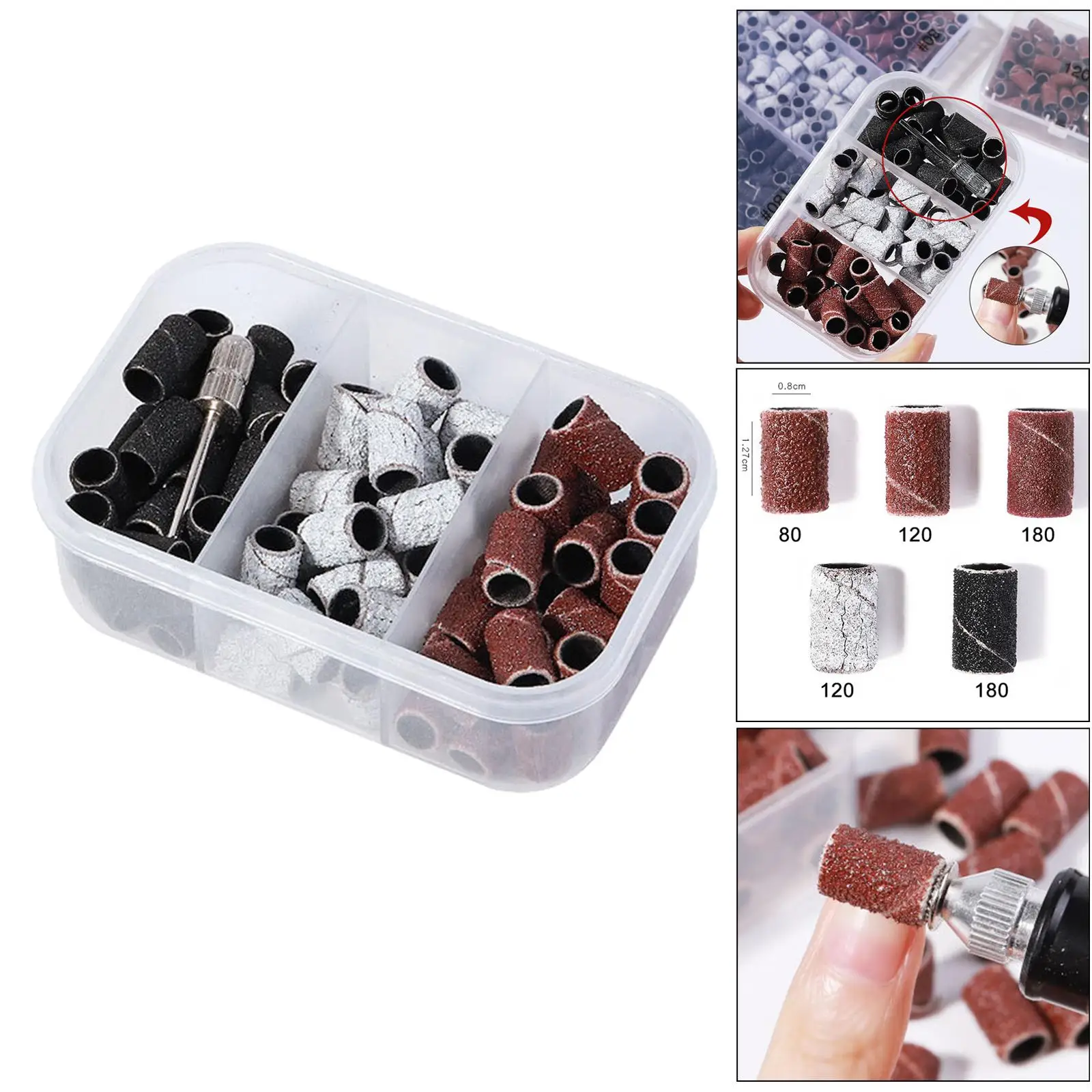 أربطة صنفرة كاشطة مع لقمة مغزل لتدريبات الأظافر الكهربائية وإكسسوارات تزيين الأظافر #5