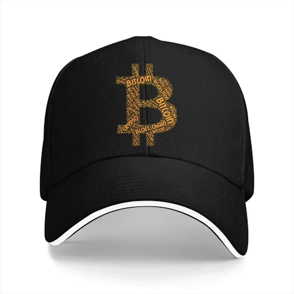Cryptocurrency Multicolor Hat Peaked Men's Cap Bitcoin Revolution Block Chain Crypto Word Personalized Visor Protection Hats