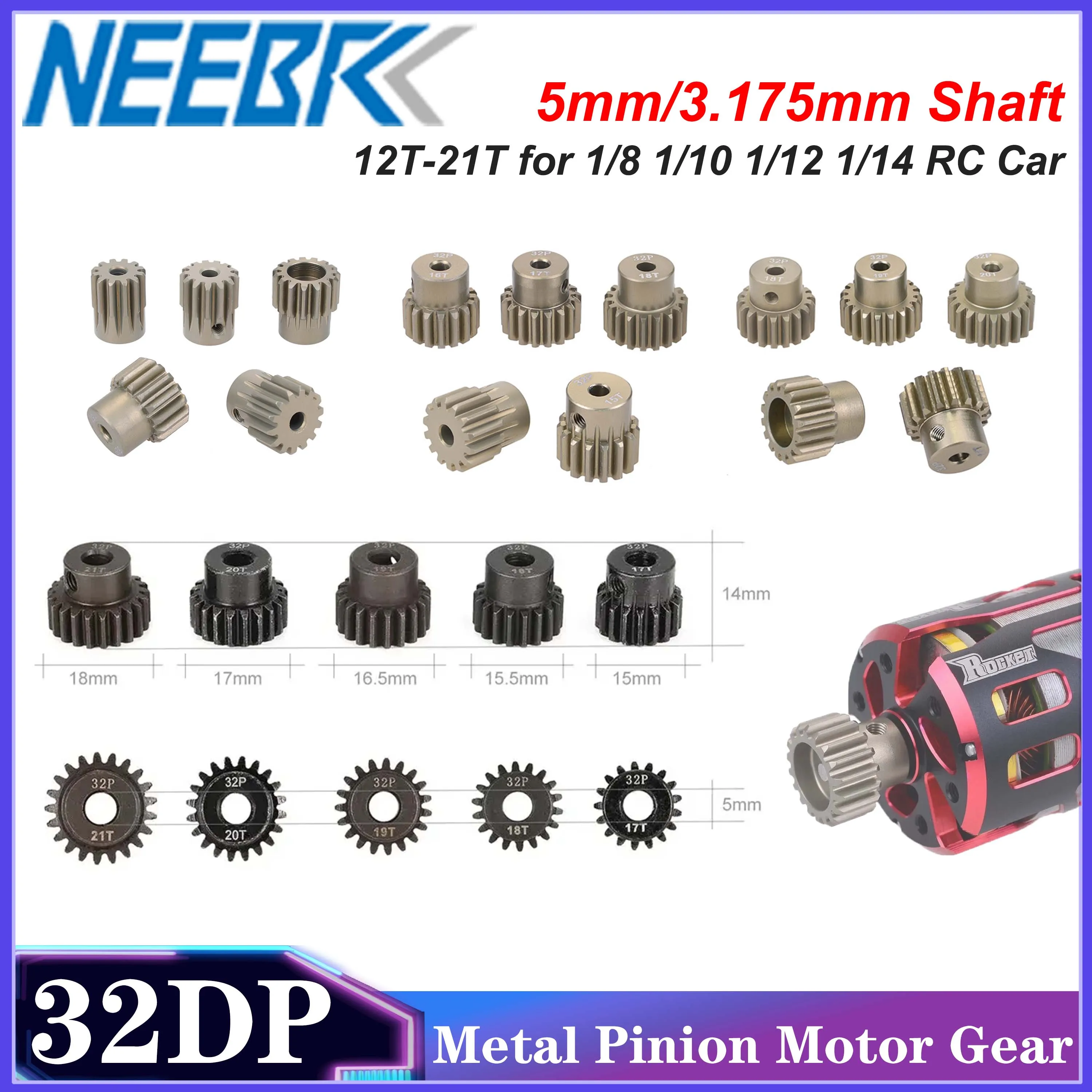 

Surpass Hobby 32DP 5 мм/3,175 мм вал металлическая шестерня двигателя 12T-21T для 1/8 1/10 1/12 1/14 RC автомобиля Wltoys Traxxas Tamiya HSP