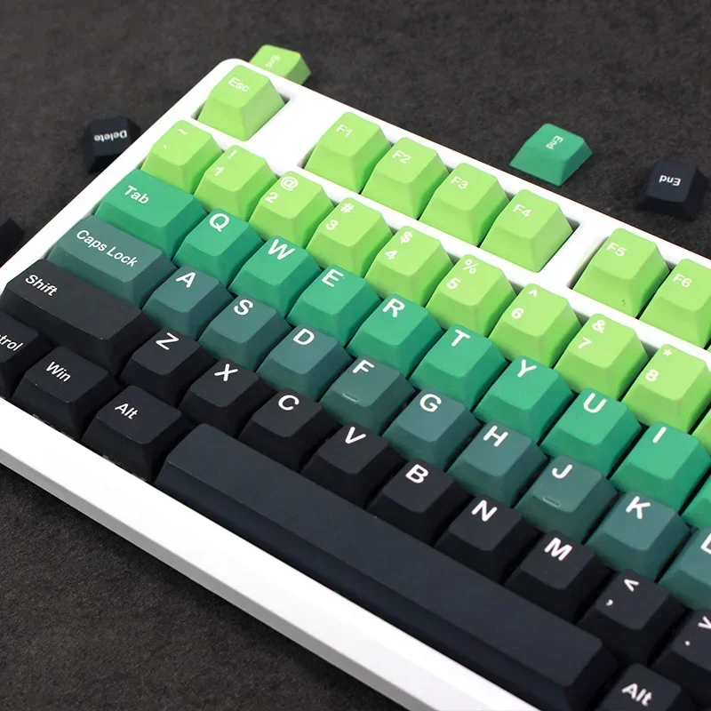 تغيير تدريجي لون keycap أخضر أسود تغيير تدريجي مخطط اللون PBT التسامي الساخن الأصلي غطاء لوحة المفاتيح شخصية عالية 6