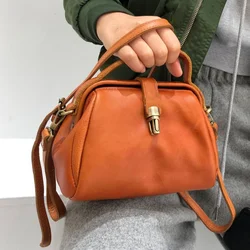 Women's Bag Retro Natural Cowhide Clip Bags Ladies Small Shoulder Crossbody Bag High Quality Luxury Handbags Designer Purses