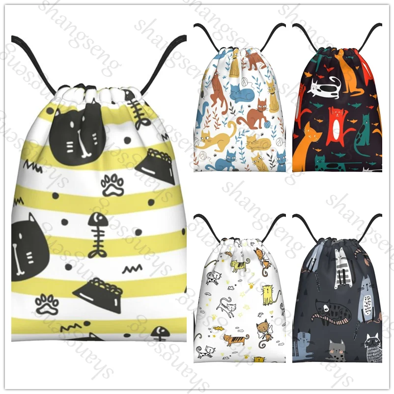 

cat cute animal Bicycle backpack, gym drawstring shoe bag, multifunctional sports bag, beach travel backpack kids gift