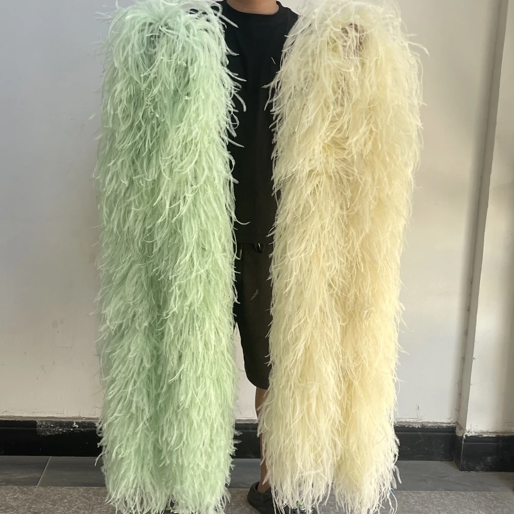 2Meters Real Fluffy Ostrich Feathers Boa for Wedding Party Sewing Dress Shawl Accessories Plumes Crafts Decoration 1 3 5 9 12PLY