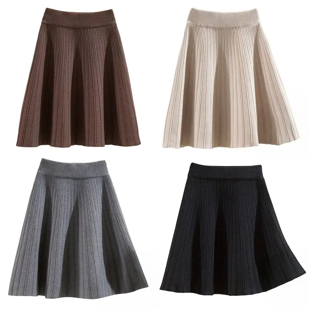 تنورة نسائية محبوكة بطيات لخريف وشتاء 2025 تنانير كورية صغيرة عالية الخصر على طراز المرأة تنانير قصيرة على شكل حرف A Mujer بخصر عالٍ #1