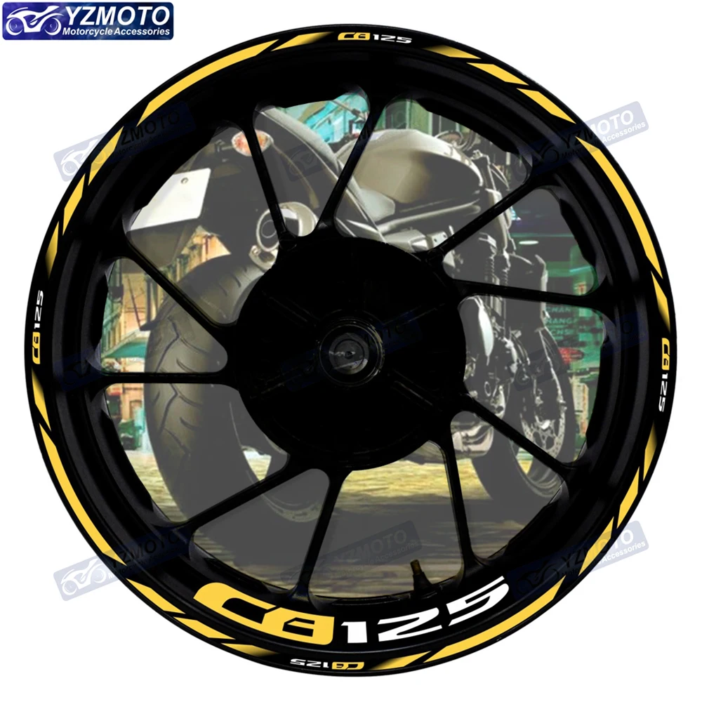

For Honda CB125 Motorcycle 17 Inch Front And Rear Decal Decorate Wheel Hub Racing Sticker Waterproof Reflective Rim Stickers