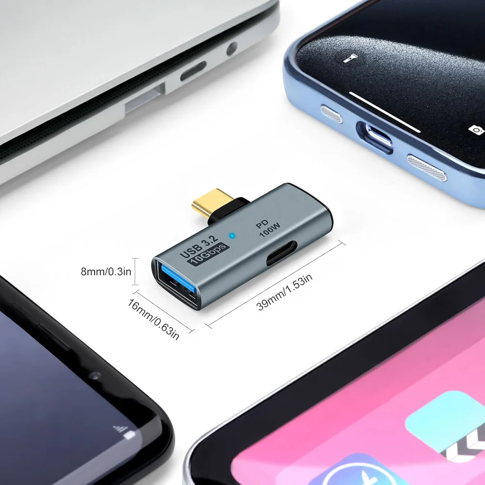 USB C Splitter Type C 100W PD Charging and USB 3.0 OTG Adapter Compatible for Google TV Chromecast 2020 Samsung Galaxy S22/S23