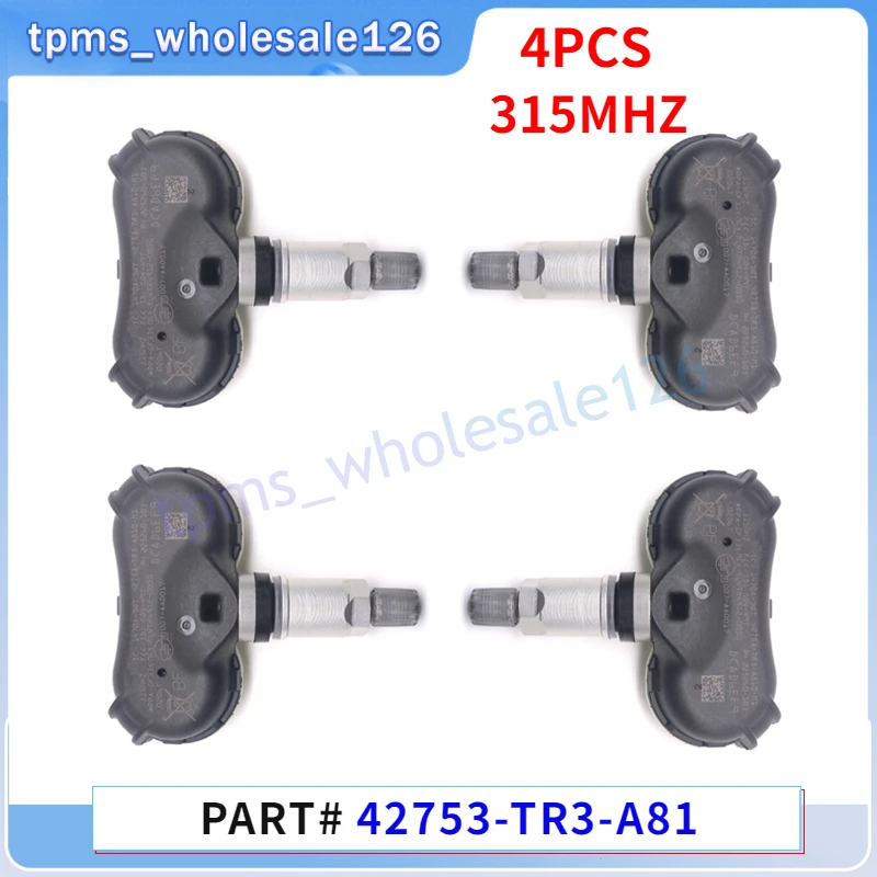 315MHZ TPMS Tire Pressure Monitoring Sensor 4PCS For 2008-2011 Acura CSX 2011-2017 Honda Odyssey 42753-TR3-A81 42753-SNA-A830-M1