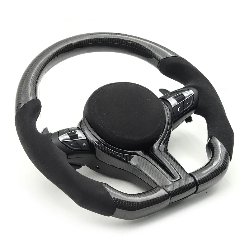 Carbon Fiber Steering Wheel Flat Bottom D-Shape for BMW  1 5 6 7 Series X5 2010-2020 F10 F20 F01 F15 - Custom Racing Wheel  with