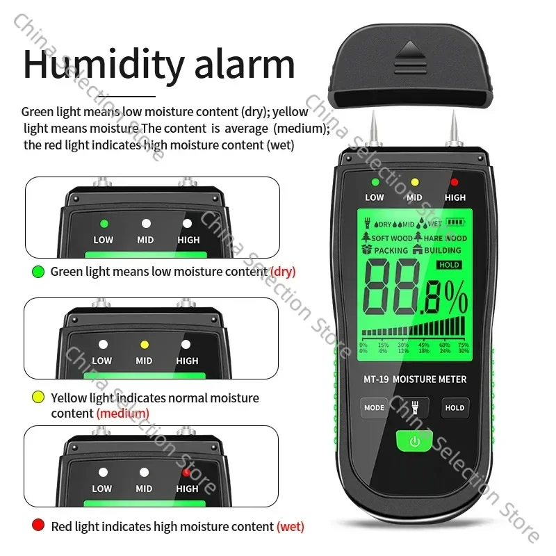 Wood Moisture Meter Hygrometer Wall Cement Carton Moisture Content Tester Humidity Detector Humidity Meter