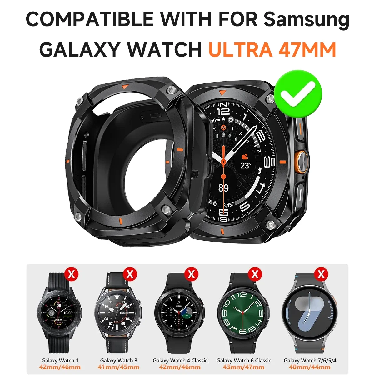 Case+Band For Samsung Galaxy Watch 8 40 44/Ultra 2025 47mm Rubber Titanium Strap Metal+PC Cover Screen Protector Sport Watchband